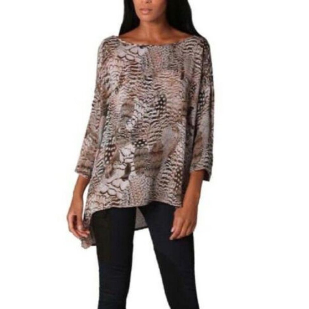 rag & bone silk feather print Asymmetrical blouse
